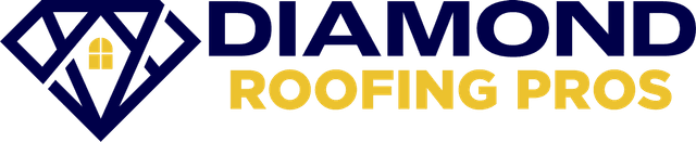 Diamond Roofing Pros logo with diamond house mark and wordmark.
